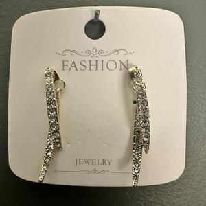 Gold Color Cross Curved Earrings Zircon Curved Drop Earrings